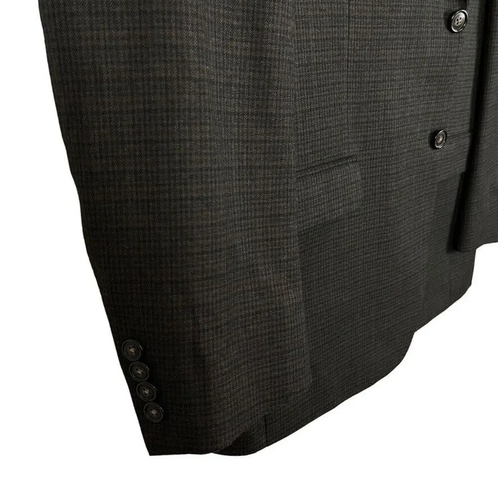 Chaps Mens Brown Plaid Suit Jacket Blazer Sport Coat 2 Button Business 42R